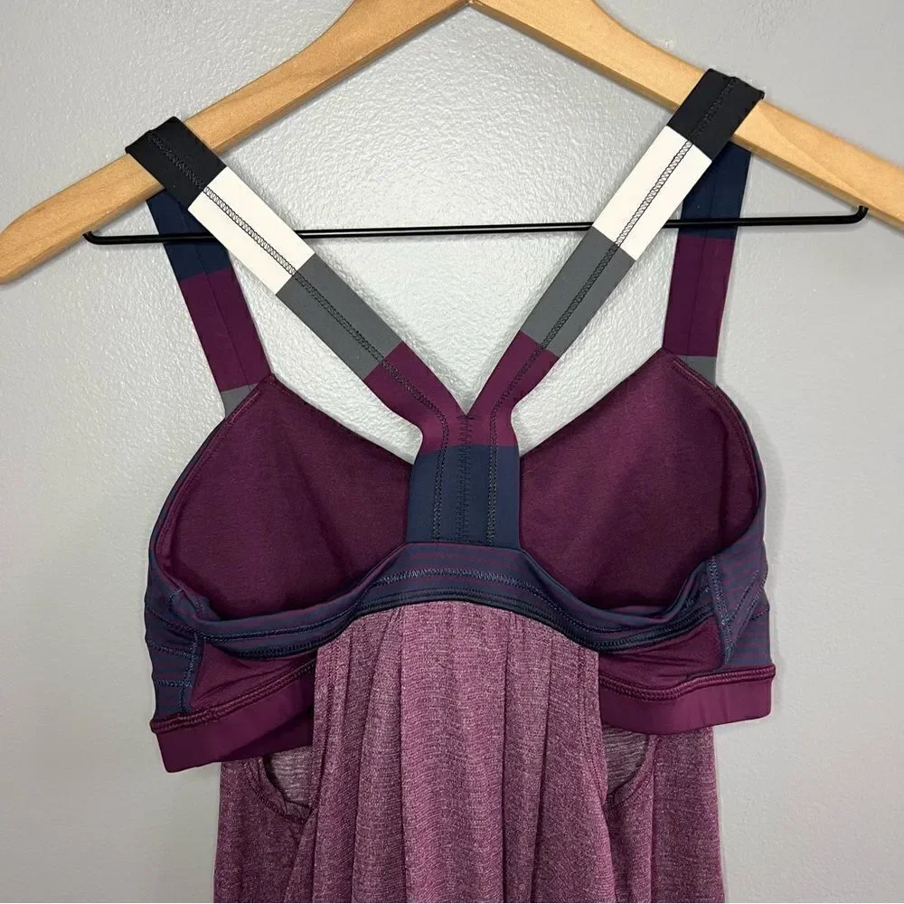 Lululemon Rest Less Tank Heathered Plum Hyper Stripe Plum Pow Stripe Angel Wing